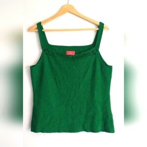 Oscar De la Renta Green Sleeveless Top Tank Blouse XL